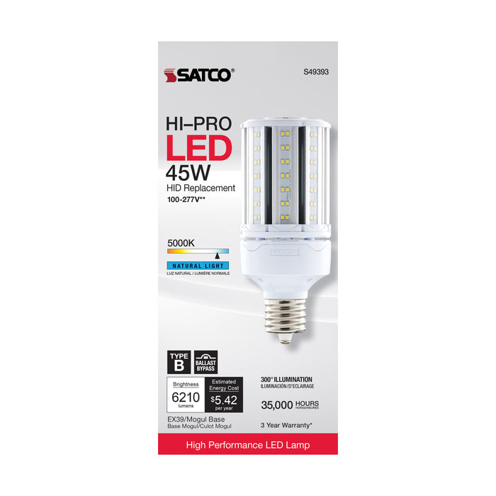 45W/LED/HP/850/100-277V/EX39 , Lamps , Hi-Pro, Corncob,HID Replacements,LED,LED HID,Mogul Extended,Natural Light,White