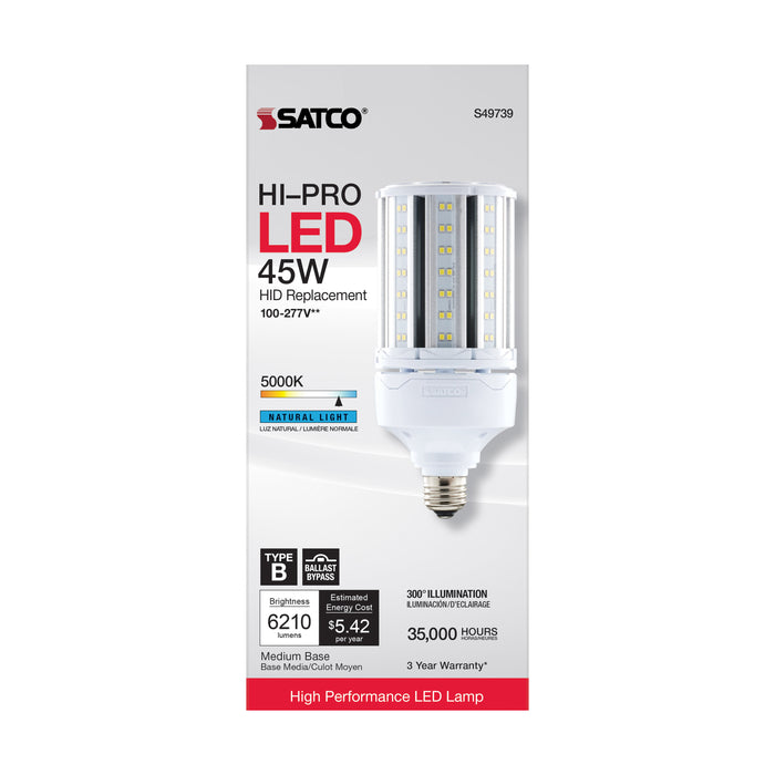 45W/LED/HP/850/100-277V/E26 , Lamps , Hi-Pro, Corncob,HID Replacements,LED,LED HID,Medium,Natural Light,White