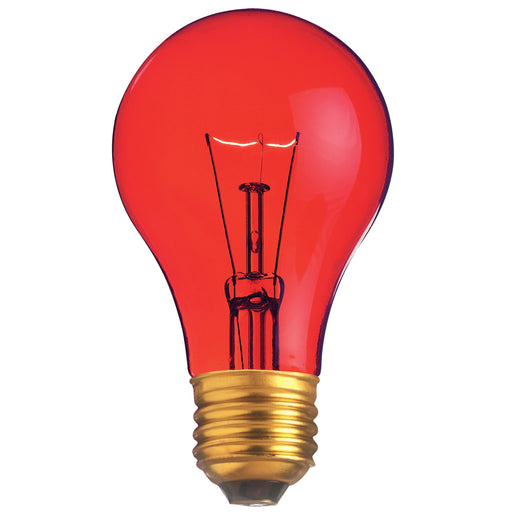 25W A19 TRANS. RED 130V , Lamps , SATCO, A19,General Service,Incandescent,Medium,Transparent Red,Type A