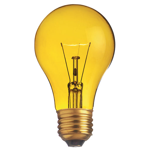 25W A19 TRANS. YELLOW 130V , Lamps , SATCO, A19,General Service,Incandescent,Medium,Transparent Yellow,Type A