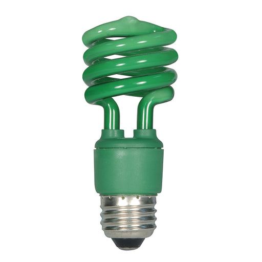 13T2/E26/GREEN/120V/1PK , Lamps , SATCO, Compact Fluorescent,Green,Medium,Spiral,Spirals CFL,T2