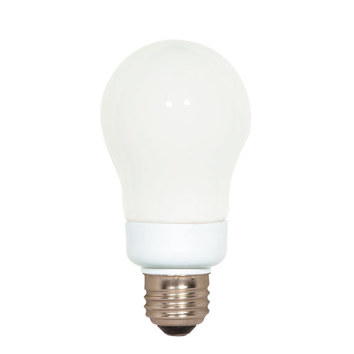 7A19/E26/2700K/120V/1PK , Lamps , SATCO, A19,Compact Fluorescent,Medium,Type A,Warm White,White