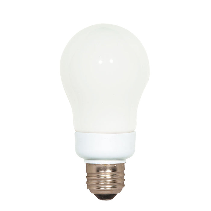 7A19/E26/4100K/120V/1PK , Lamps , SATCO, A19,Compact Fluorescent,Cool White,Medium,Type A,White