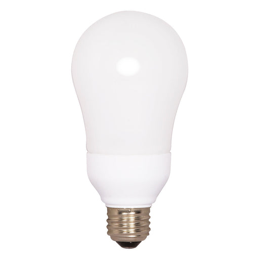 15A19/E26/4100K/120V/1PK , Lamps , SATCO, A19,Compact Fluorescent,Cool White,Medium,Type A,White