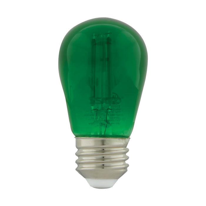 1W/LED/S14/GREEN/120V/ND/4PK , Lamps , SATCO, LED,LED Filament,Medium,S14,Transparent Green
