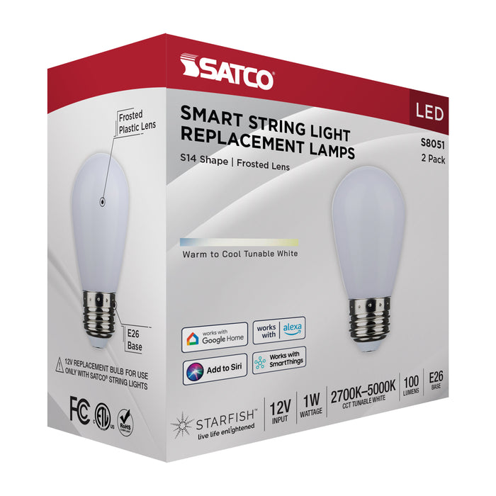 1W/LED/S14/TW/FR/12V/2PK , Lamps , Starfish, Frost,LED,Medium,S14,Sign & Indicator,String Light,Tunable White