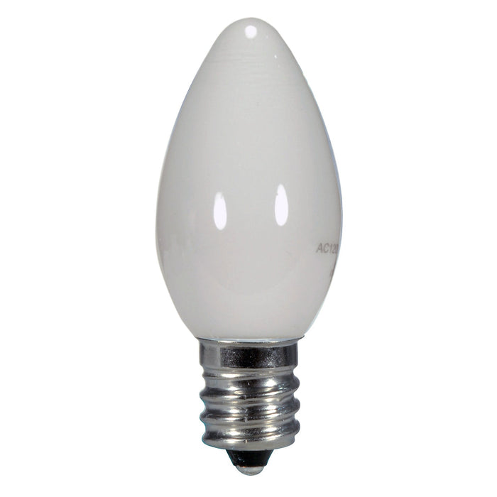 0.5W C7/WH/LED/120V/CD , Lamps , SATCO, C7,Candelabra,Candle,Coated White,Decorative LED,LED,Warm White