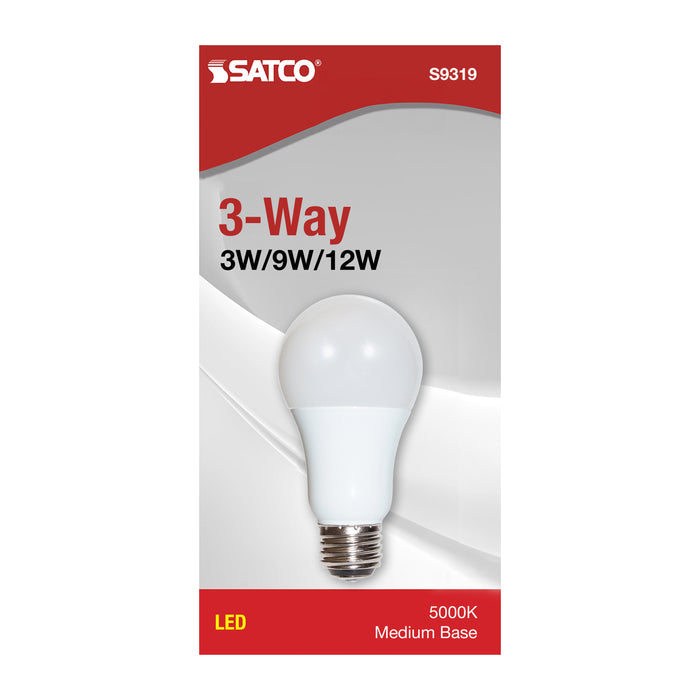 3/9/12A19/3WAY LED/5000K/120V , Lamps , SATCO, A19,Frost,LED,Medium,Natural Light,Type A