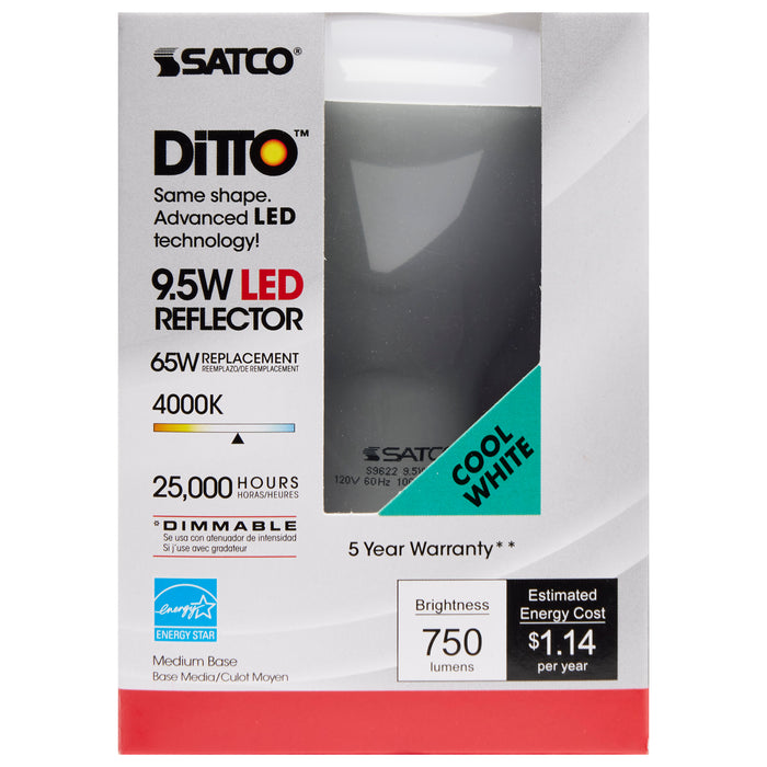 9.5BR30/LED/4000K/750L/120V/D , Lamps , SATCO, BR & R LED,BR30,Cool White,Frost,LED,Medium,Reflector