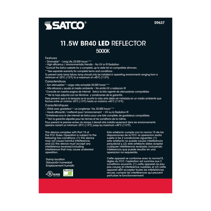 11.5BR40/LED/5000K/940L/120V , Lamps , DiTTO, BR & R LED,BR40,Frost,LED,Medium,Natural Light,Reflector