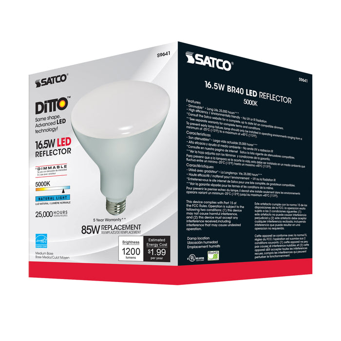 16.5BR40/LED/5000K/1200L/120V , Lamps , DiTTO, BR & R LED,BR40,Frost,LED,Medium,Natural Light,Reflector