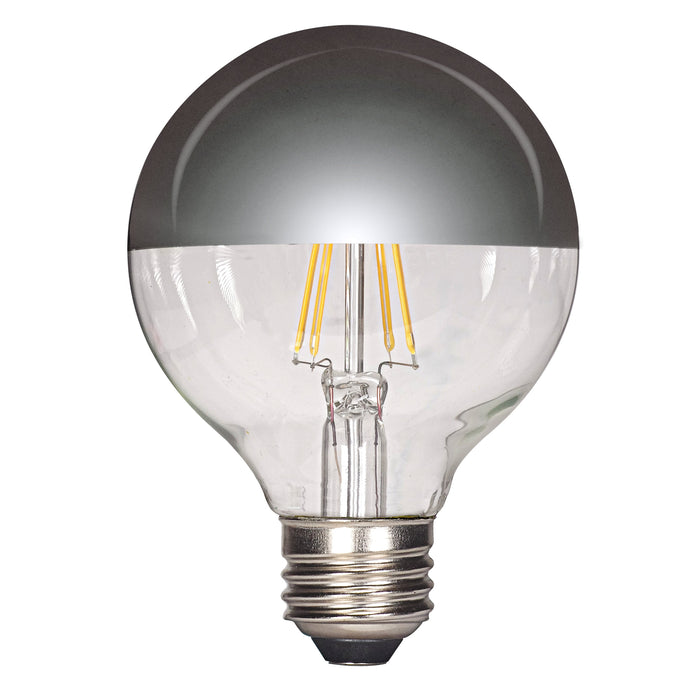 4.5G25/SLV/LED/E26/27K/120V , Lamps , SATCO, G25,Globe,LED,LED Filament,Medium,Silver Crown,Warm White